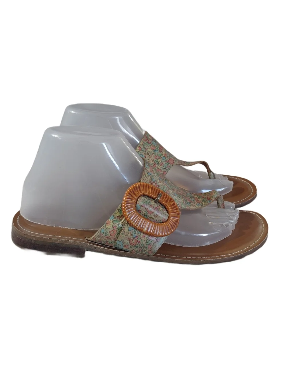 Patricia Nash Multicolor Floral Leather Thong Sandals Size 8.5